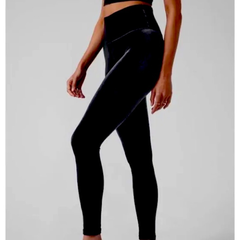 Athleta black velvet tights S